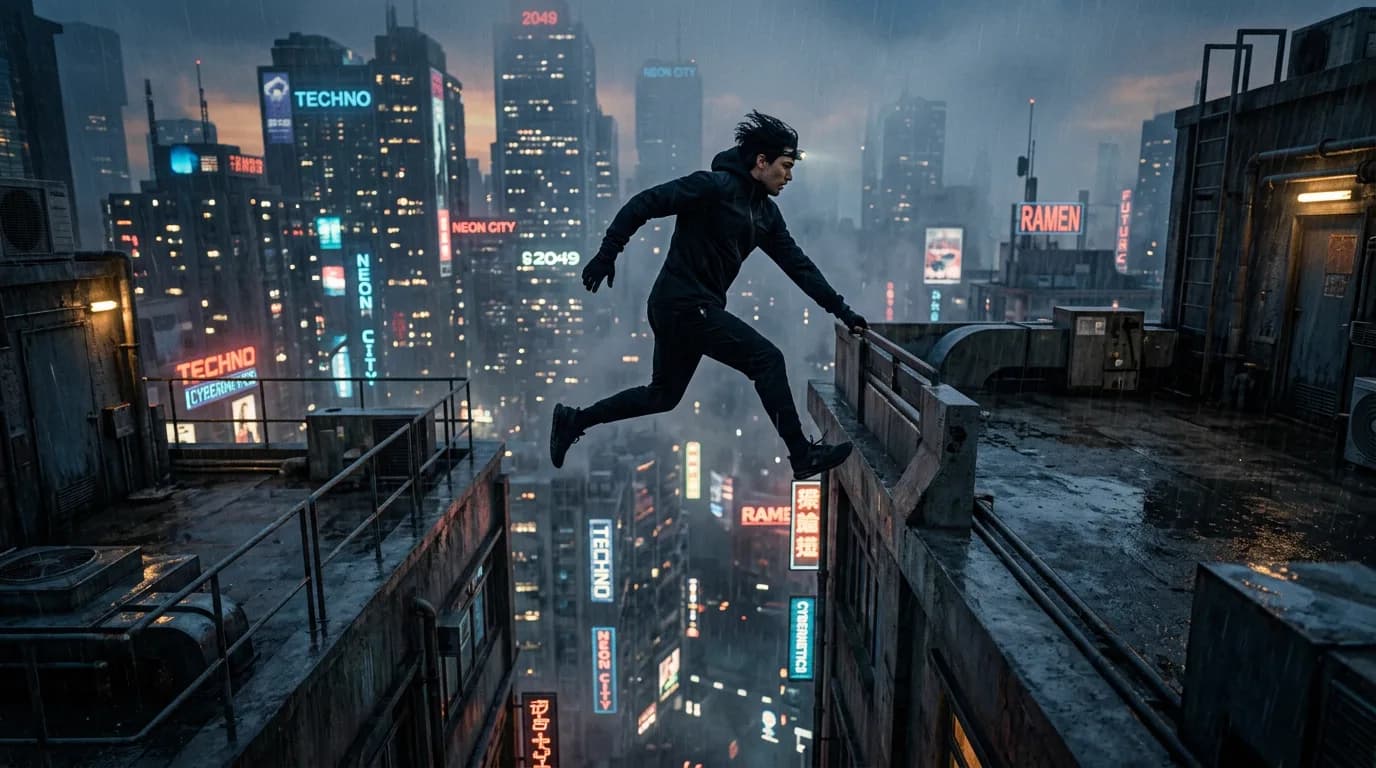 Urban industrial rooftop parkour action environment plate