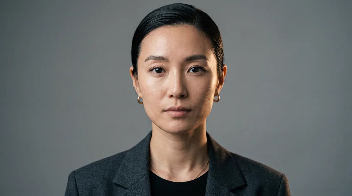 Clean high-resolution editorial portrait of East Asian woman